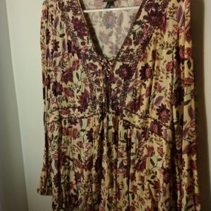 1X Floral Pattern Shirt
